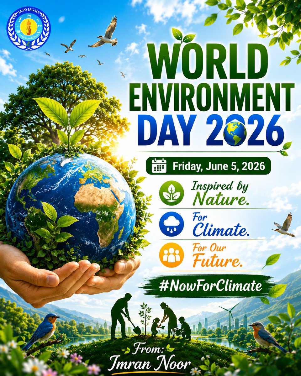 jagojagaongo's tweet photo. #WorldEnvironmentDay2026 #InspiredByNature #NowForClimate #ProtectOurPlanet #ClimateAction #GreenFuture #GoGreen #SaveEarth #NatureMatters #PlantMoreTrees #EnvironmentalAwareness #TogetherForNature #CleanAndGreen #LoveOurPlanet #EarthFirst #GreenGeneration #JagoJagao🌍🌱💚 https://t.co/RoiXqEBAzx
