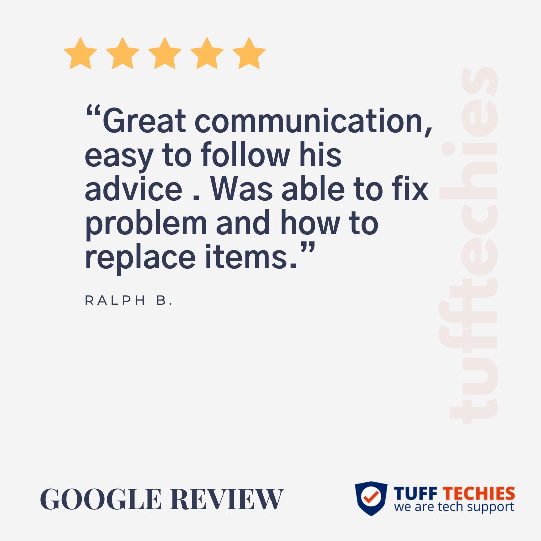 tufftechiespv's tweet photo. 📢 Another 5-star review just hit our bench and we couldn’t be prouder! Ralph B., your support keeps our shop buzzing. Tuff Techies is here whenever your tech misbehaves!

⭐ "Great communication, easy to follow his advice .
Was able to fix problem and how to replace items." https://t.co/MDFaSKb6rN