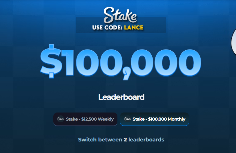 lancekick's tweet photo. 🏆New $150,000 Stake Leaderboard is Live! 
   -  $100,000 Monthly Race (Top 50)
   -  $12,500 Weekly Race (Top 25)

🎁Get 2x your Stake Weekly EVERY week &amp; $20,000 in Monthly Raffles!

🔗Code "Lance" https://t.co/x3M4ZtGxdN https://t.co/Sgb2T5cHqg