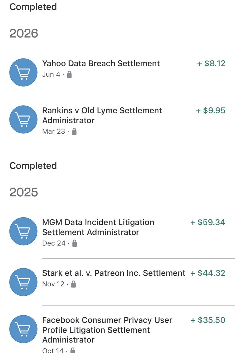 ughashlee's tweet photo. I have an over $200 Venmo balance and it’s all from dumb data breach settlements https://t.co/nWOqKoSPFl