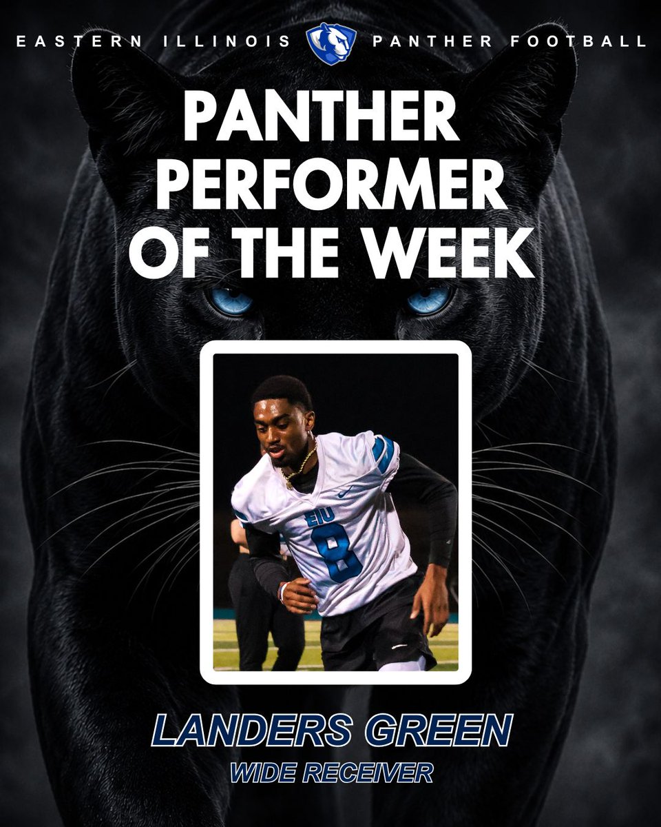 EIU_FB's tweet photo. Back in action with your PANTHER PERFORMER OF THE WEEK‼️

8⃣ - Landers Green / WR

Keep Grinding 💪

#WeNotMe | #BleedBlue | #TogetherWeWill https://t.co/j0hvTnUAJa