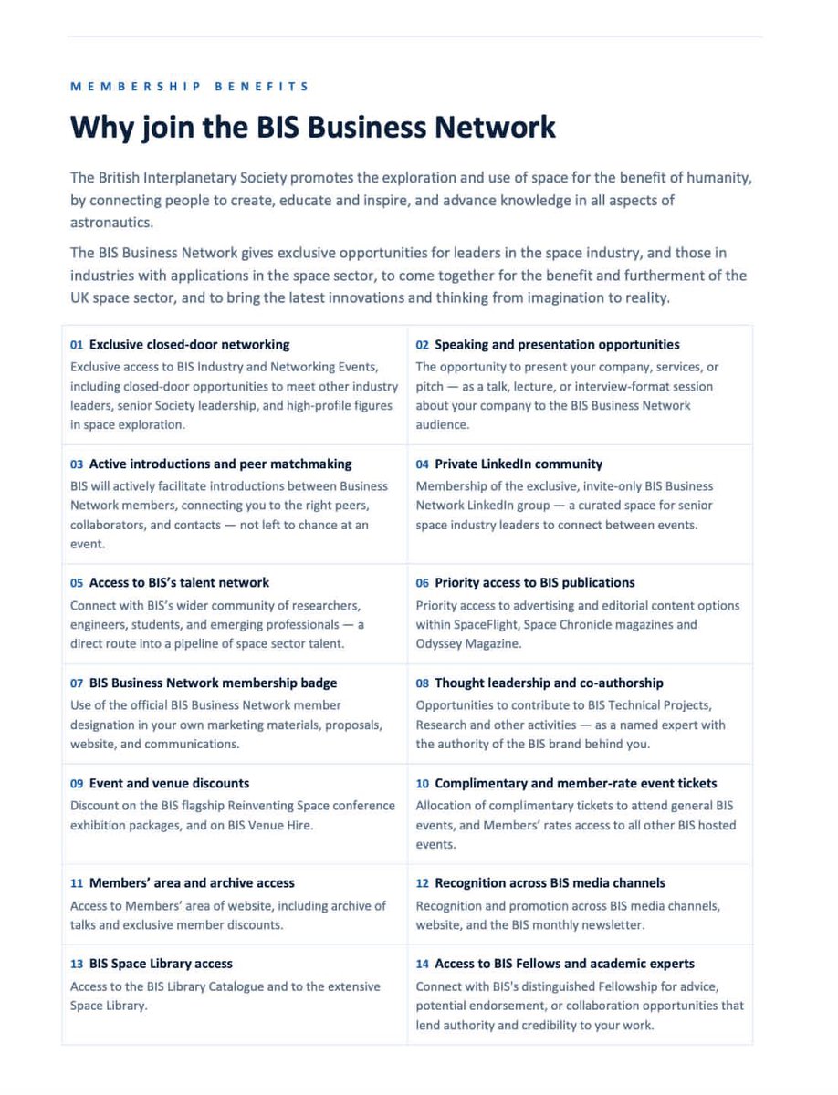 BIS_spaceflight's tweet photo. BIS Business Network is here! 

We are thrilled to announce the launch of the BIS Business Network - a new platform connecting businesses and organisations across the space industry.

Whether you are an early-stage startup or an established company, this is your community to grow, collaborate, and shape the future of space.

Stay tuned for more information or reach out to become part of it. 

#BISBusinessNetwork #SpaceIndustry #BritishInterplanetarySociety #SpaceCommunity