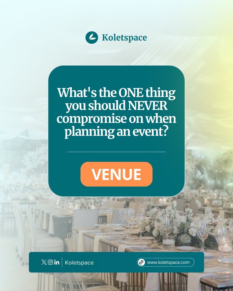 koletspace's tweet photo. When planning an event,  the budget for a venue is definitely non-negotiable! 

Choosing a good Venue in an accessible environment which also meets all your event needs is key. https://t.co/169XOtGOHg