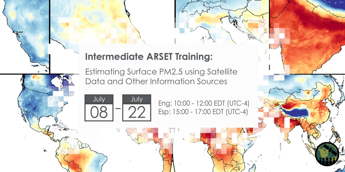 bblevins37's tweet photo. Join the NASA Applied Remote Sensing Training Program for a bilingual training on Estimating Surface PM2.5 Using Satellite Data and Other Information Sources. Register today: https://t.co/FhcX2xoalS
#ARSET #NASA #RemoteSensing #Training https://t.co/HLnQKgwMsK