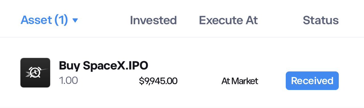 KingCarnomaly's tweet photo. Just applied for allocation on @SpaceX IPO

Let’s see if I manage to get any shares. Knowing my luck probably not lol 

I’ll know by Wednesday 10th June 

Fingers crossed 🙏 https://t.co/I1FOnRs10A