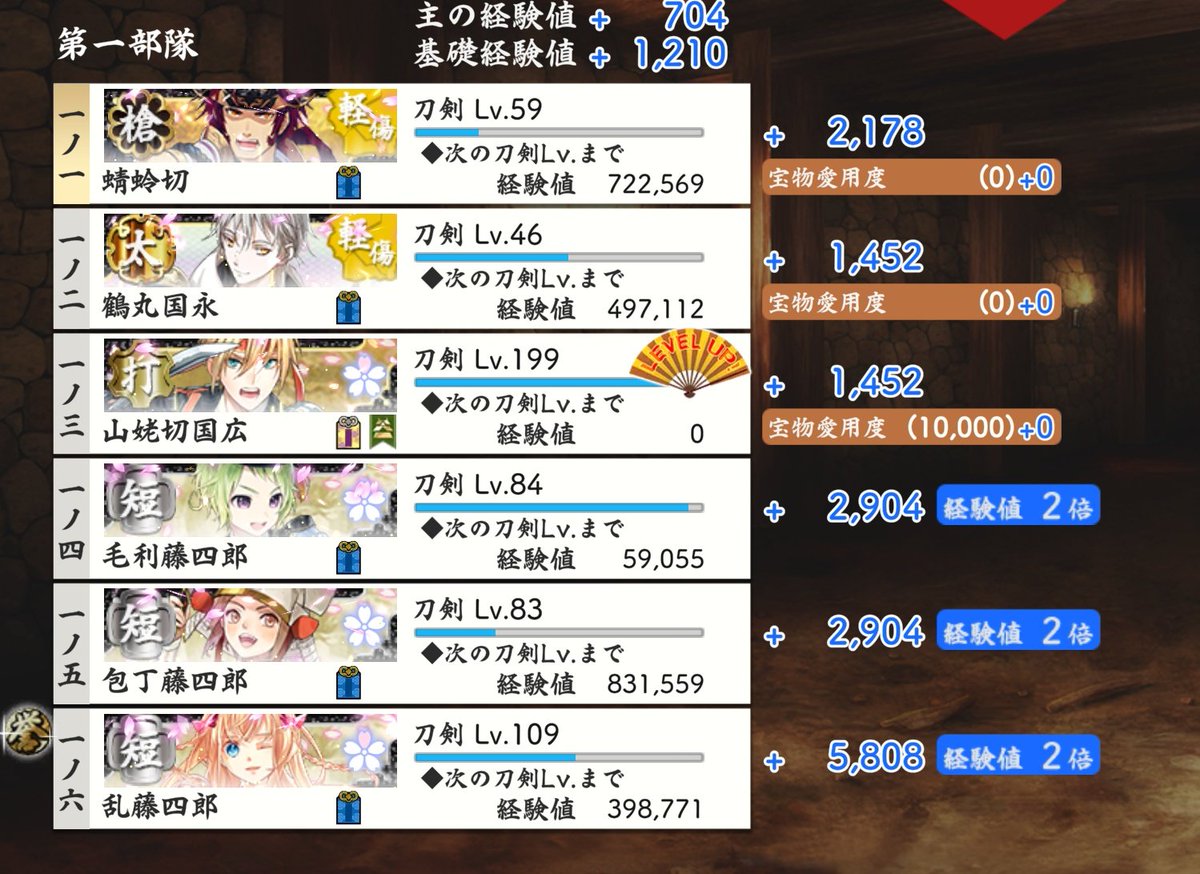 haduki_kanon's tweet photo. まんばちゃん極開花カンストできたーこの先もあるだろうから経験値貯め込まねば https://t.co/gkFK188ssI