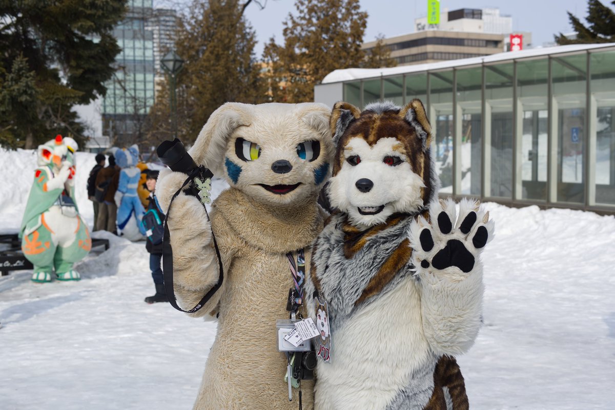nousu94's tweet photo. ラスティさんいつも撮ってもらっているけど２ショット久しぶりかもー
＃ちるこん2026
 #FursuitFriday https://t.co/vJUJC4QUX2