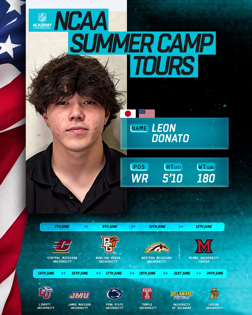 leoneagled's tweet photo. flying out to USA for summer camps!🇯🇵
Excited to learn and work out with these schools!!!
@CMU_Football @WMU_Football @LibertyFootball @PennStateFball @JMUFootball @Temple_FB @Delaware_FB @LehighFootball @BG_Football @MiamiOHFootball 
@NFLAcademy @JGA_Recruit https://t.co/HuA0unubtY