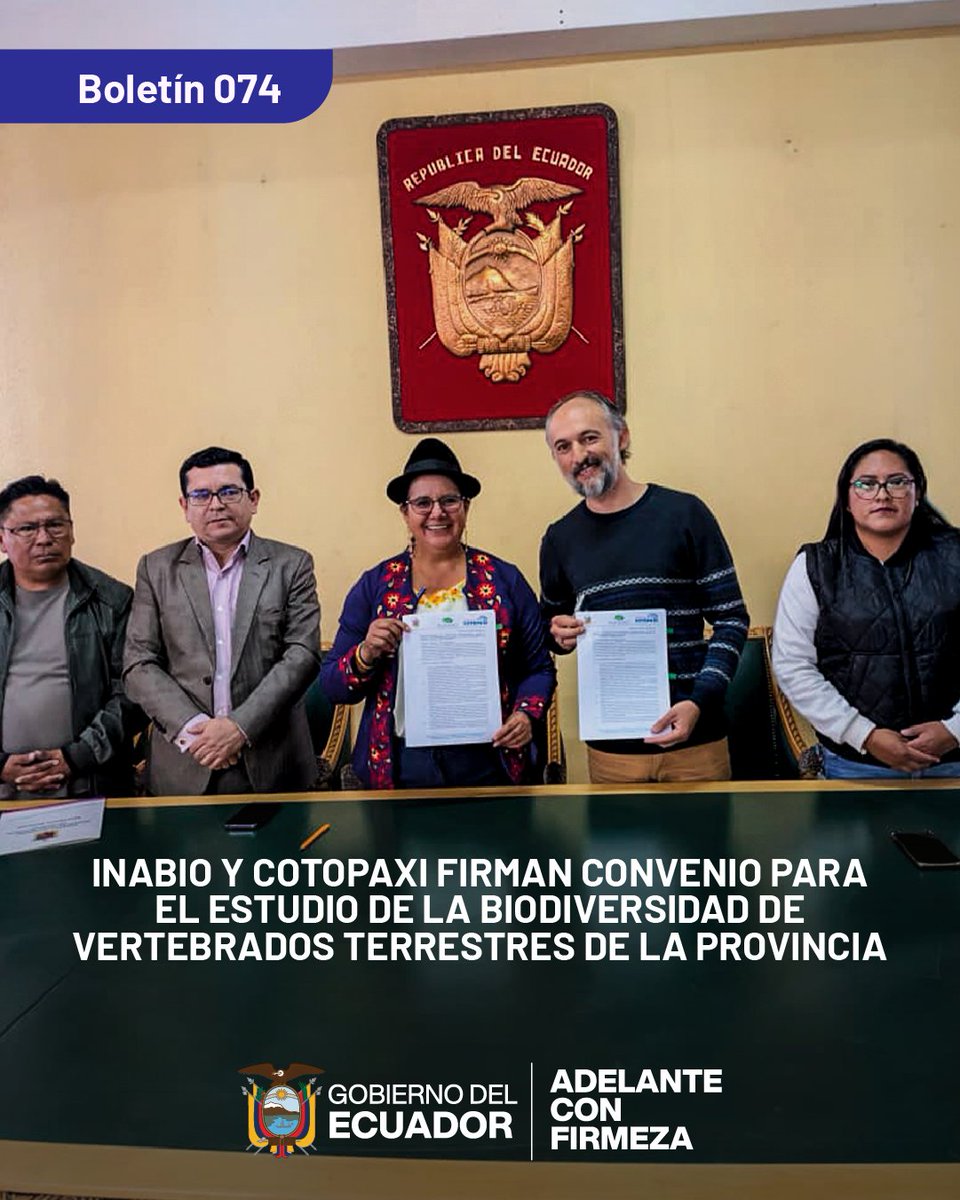INABIO_EC's tweet photo. 👩🔬🧑🔬#BuenasNoticias | @lourdestiban1 , prefecta de #Cotopaxi, y @inclandj, director Ejecutivo del #INABIO, suscribieron un Convenio de Cooperación Interinstitucional que permitirá desarrollar uno de los estudios más completos sobre la biodiversidad. https://t.co/oRq9SO9zyS https://t.co/L6XjfK4S5K