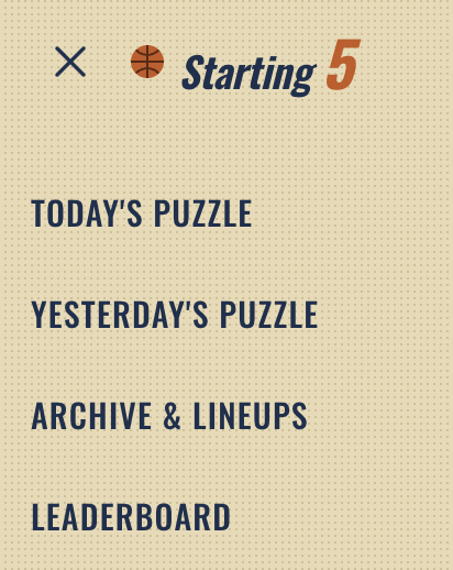 PlayStarting5's tweet photo. Shipped a bunch of new features this morning.

You can now play the entire Starting 5 Archive. 

All you need to do is create a free account and you can play all 9 previous days.

You can play yesterday's puzzle as a guest.

And I created a Leaderboard sorted by Weekly, Monthly and All-Time.

Hope you all enjoy!