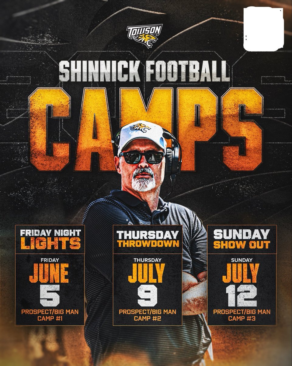 BradyShilling5's tweet photo. Excited to attend the @Towson_FB Friday Night Lights Prospect Camp this evening!🏈
I'm ready to showcase my QB talents in front of one of top coaching staffs in D1 FCS football!🔥#GohTigers
@PeteShinnick @CoachNeugs1288 @CoachBMyers @CoachUpdegrafff https://t.co/c8iWcSlsaM