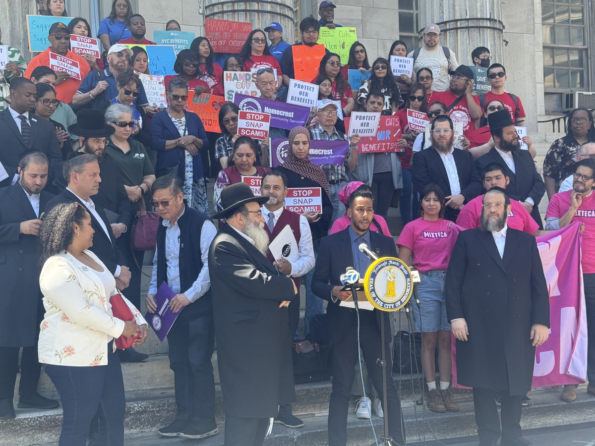 HCS_Homecrest's tweet photo. Yesterday, we joined @BKBpReynoso to demand action on the SNAP theft crisis. Our member, Mr. Chan, shared how his son lost $500+ to EBT skimming. With reimbursements gone, families have no safety net. We need secure chip cards &amp; a state-funded reimbursement program NOW! https://t.co/7xdw2CP5qb
