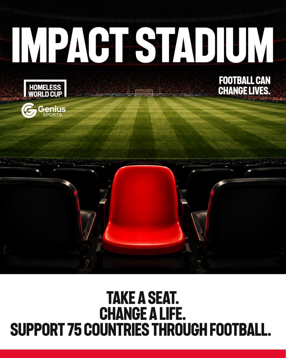GeniusSports's tweet photo. 🏟️The @homelesswrldcup and Genius Sports are building a virtual stadium of 115,00 fans ahead of the tournament.

Every seat filled supports football programmes tackling homelessness.

If sold out, we could change 5,000 lives. 

1 seat = 1 donation👇

https://t.co/u2Z3E4pCvc https://t.co/7am5LMrzSM