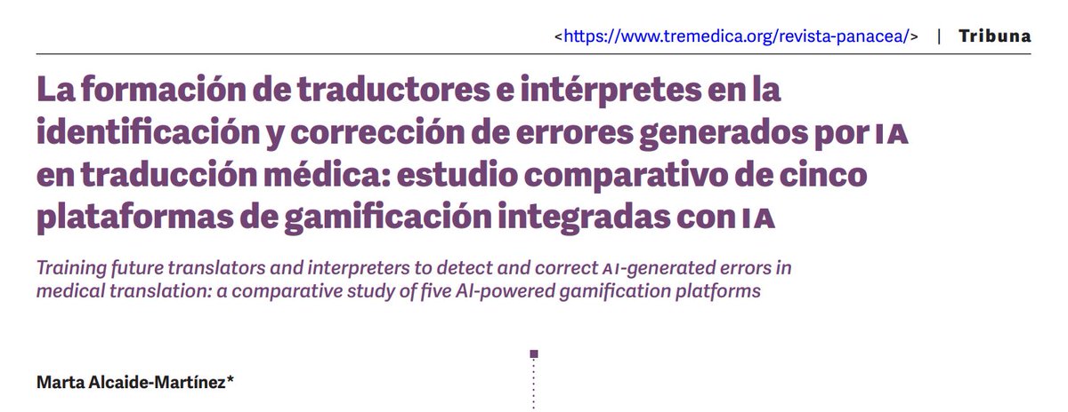 TREMEDICA's tweet photo. '[A] comparative study of five AI-powered gamification platforms used to automatically generate five gamified activities (GAs) tailored to train translators and interpreters in pinpointing and correcting potential AI errors in medical text translation'.
 
https://t.co/Kh6wlcDivd https://t.co/O0ReybIPdV