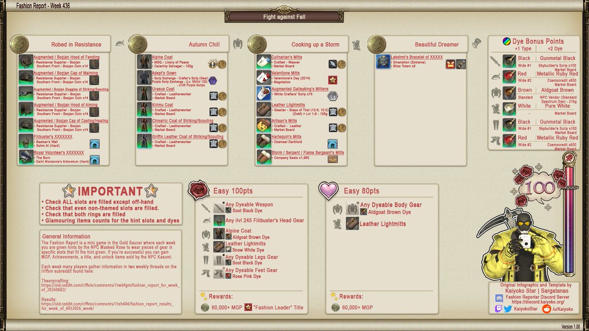 KaiyokoStar's tweet photo. Fashion Report Week 436 - Full Details #ffxiv #ff14 #ファッションチェック https://t.co/NTBWiYqDM5