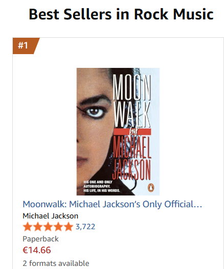 EmekaOkoye's tweet photo. Michael Jackson "Moonwalk" is now at #1 on the Best sellers in Rock Music and  #10 on the Best sellers in Arts and Photography on @Amazon.

#MichaelJackson #MichaelMania #MichaelMovie #KingOfPop https://t.co/BeeDLItdQS