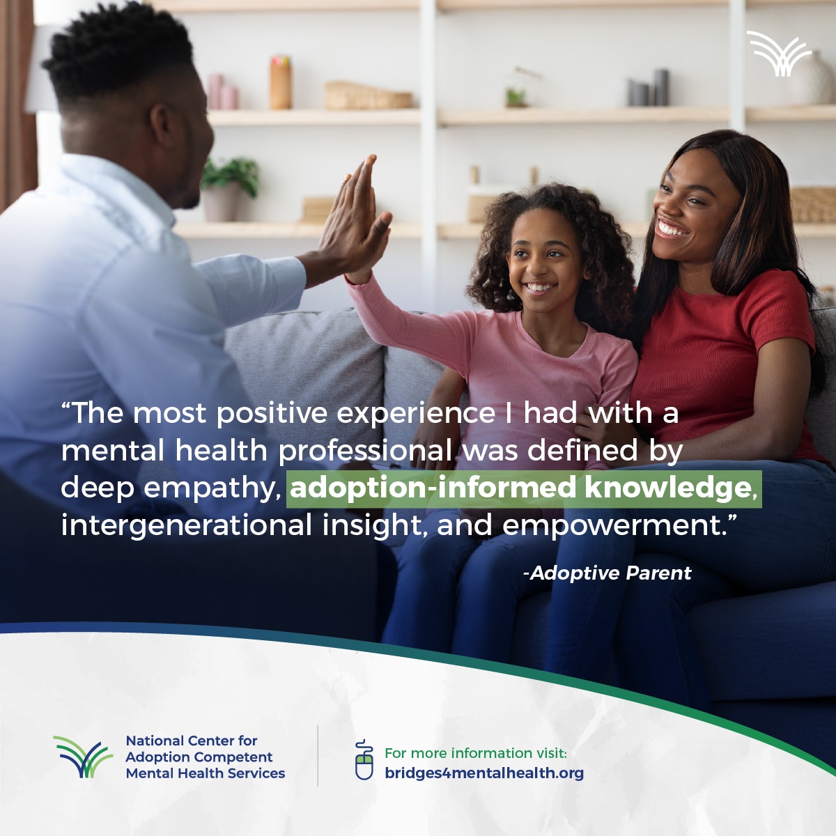 UNLCCFL's tweet photo. The National Center for Adoption Competent Mental Health Services is raising awareness about the need for mental health care that understands the child welfare experience. Together, we’re helping to build a workforce that supports lasting change. https://t.co/KutFa0EjUC https://t.co/zb1VhmlmAW