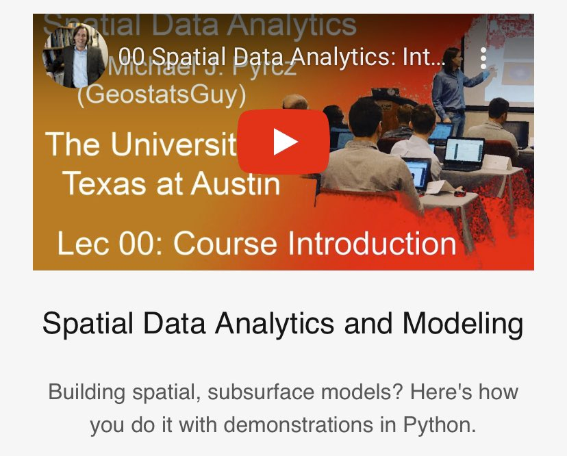 GeostatsGuy's tweet photo. Do you have some free time this summer? Want to learn #DataScience? I'm here to help!

I've made all of my university courses available as free playlists on YouTube, with links to complete online resources that include:

• Theory and fundamentals
• Step-by-step explanations
• Coding tutorials and examples
• Interactive dashboards
• Practical demonstrations
Plus, everything is supported by my free online e-books. 📚
📺 https://t.co/Hp98VvXdiR
As a professor, I'm passionate about sharing knowledge and making data science education accessible, practical, and engaging for everyone.
Whether you're just getting started or looking to deepen your skills, I hope these resources help you learn, build, and explore.

Happy learning—and enjoy your summer! 🚀

#DataScience #MachineLearning #Statistics #Python #Education #Learning