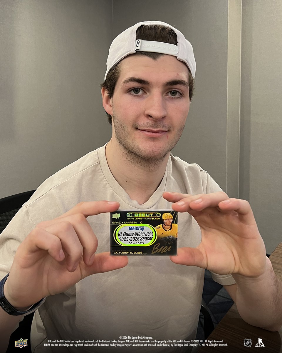 UpperDeckSports's tweet photo. An NHL debut is what every player grows up dreaming about 

2025-26 UD Extended Series brings you as close to that moment as possible with UD Debut Game Black Tag Patch 1/1 cards!

Visit your local card shop today and get in on the action 💥 https://t.co/pAMXy7HEC8