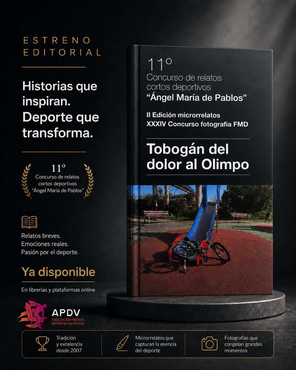 APDValladolid's tweet photo. 📖 La Feria del Libro acoge la presentación de ‘Tobogán del dolor al Olimpo’ @AyuntamientoVLL @DeportesVLL @apdvalladolid

👉 El libro reúne los relatos cortos deportivos premiados en el XI Concurso Ángel María de Pablos 
Y… lanza los concursos  de este año https://t.co/mB7QuxjENg
