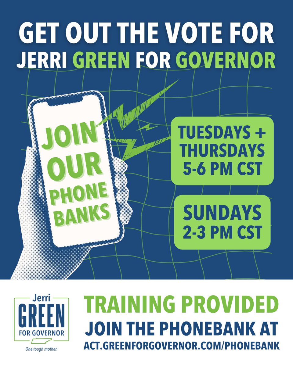Jerri_M_Green's tweet photo. 62 days until Primary Election Day on August 6th. 100K calls to make.

Help us build the largest grassroots movement in Tennessee history. Training is provided and you'll be helping Democrats get to the polls. Log in to make calls at https://t.co/uajrDLbX3b. https://t.co/UGR31nRlAu