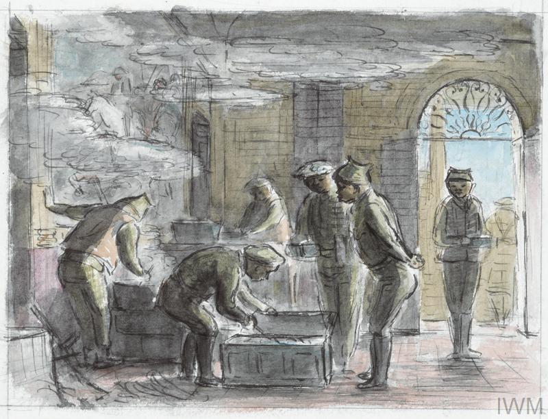 JohnPollock's tweet photo. @Kirsty_Mo @latsot There's also this superb WW2 work by the almost equally beloved Edward Ardizzone in the @I_W_M of Gurkhas cooking: https://t.co/iiaVfYNgnR