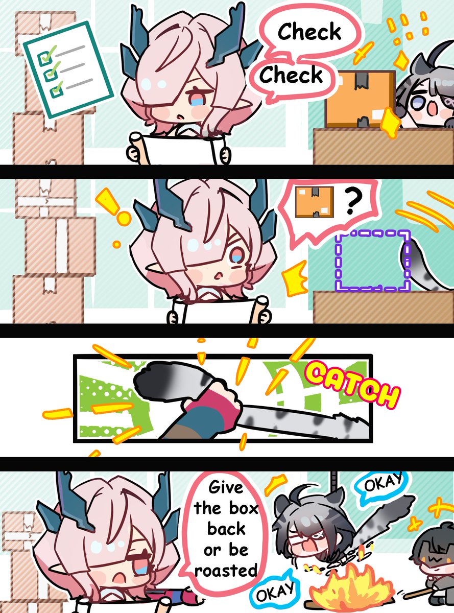 pun_rii's tweet photo. Give the box back !  #ArknightsEndfield #HeirloomSketches #mifu #tangtang #endmin 
😅 https://t.co/ytdRWhvtwY