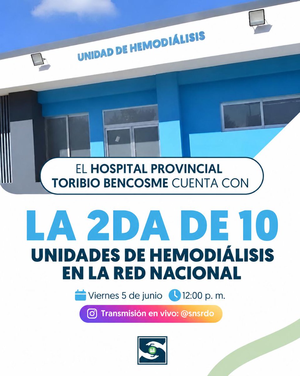 HDPBRD's tweet photo. La entrega de la nueva Unidad de Hemodiálisis del #HospitalProvincialToribioBencosme representa un importante avance para la atención renal en la provincia Espaillat, acercando tratamientos especializados a pacientes que requieren seguimiento continuo y cuidados oportunos. https://t.co/gEuKJ5QLXL