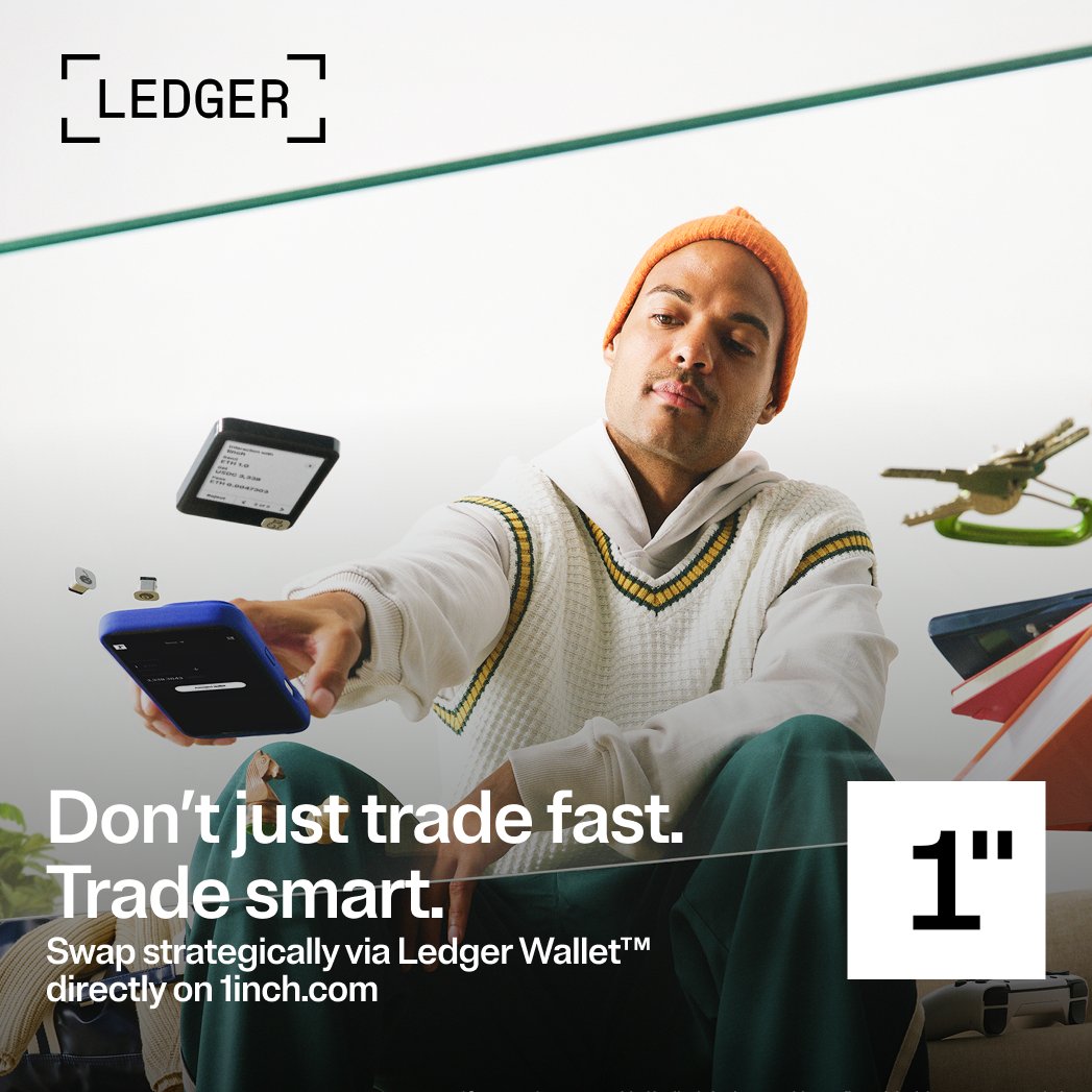 1inch's tweet photo. A serious 2026 DeFi setup: signers for the keys, aggregator for gas-efficient swaps.

1inch and @Ledger Wallet™ , connected directly, is that setup in one flow. https://t.co/5PT8y4S8Mh