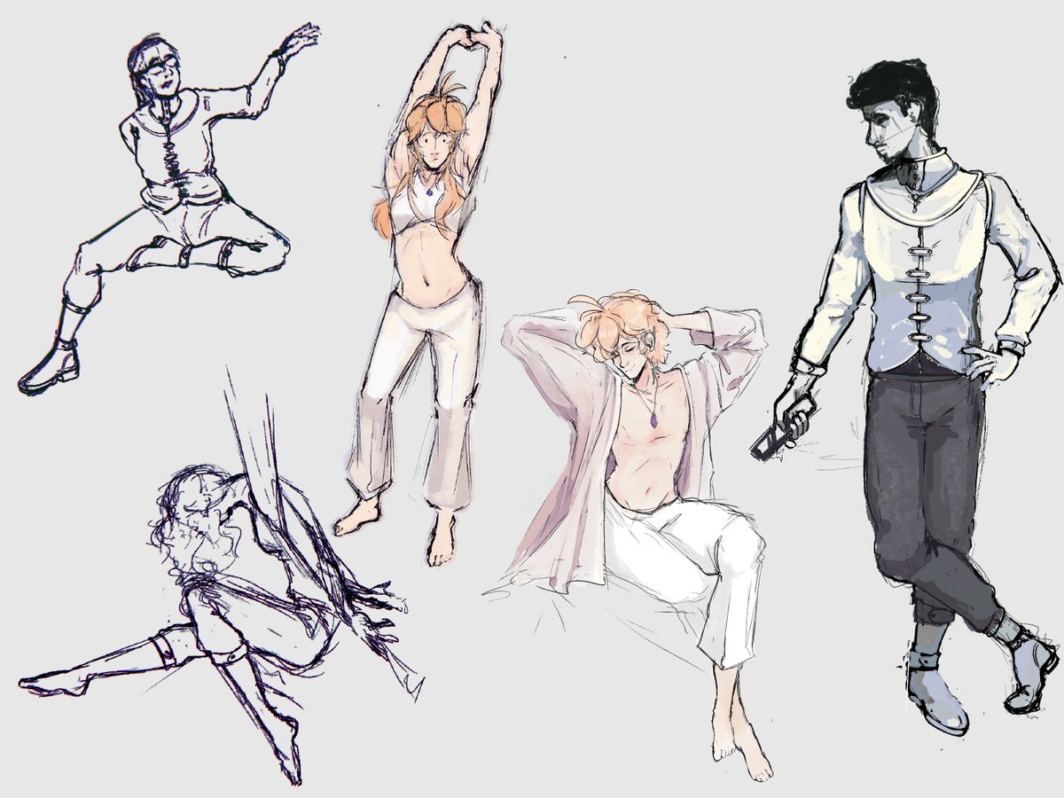DoodleDraws00's tweet photo. Some pose practice in preparation for Art Fight…yk  i  should probably start  promoting  that  on  here.  
#sketches #poses #anatomy #originalcharacter https://t.co/2N2eAGAoiQ