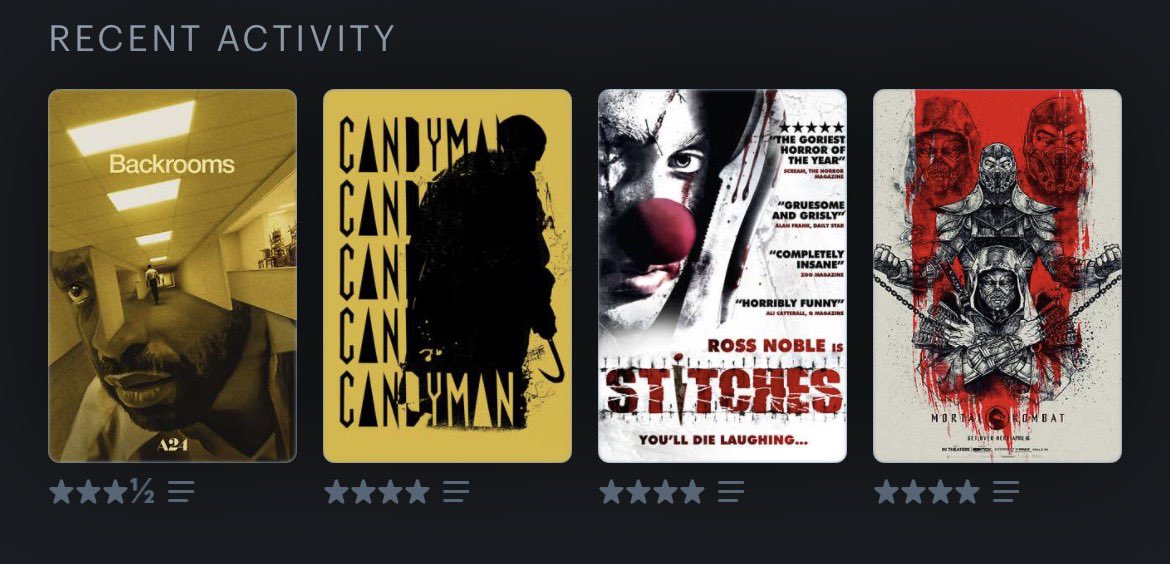 BailableFiend86's tweet photo. #LastFourWatched I only watched 2 movies this whole week Stitches and Mortal Kombat were in last week’s post 😅 https://t.co/Alg70G7MU8