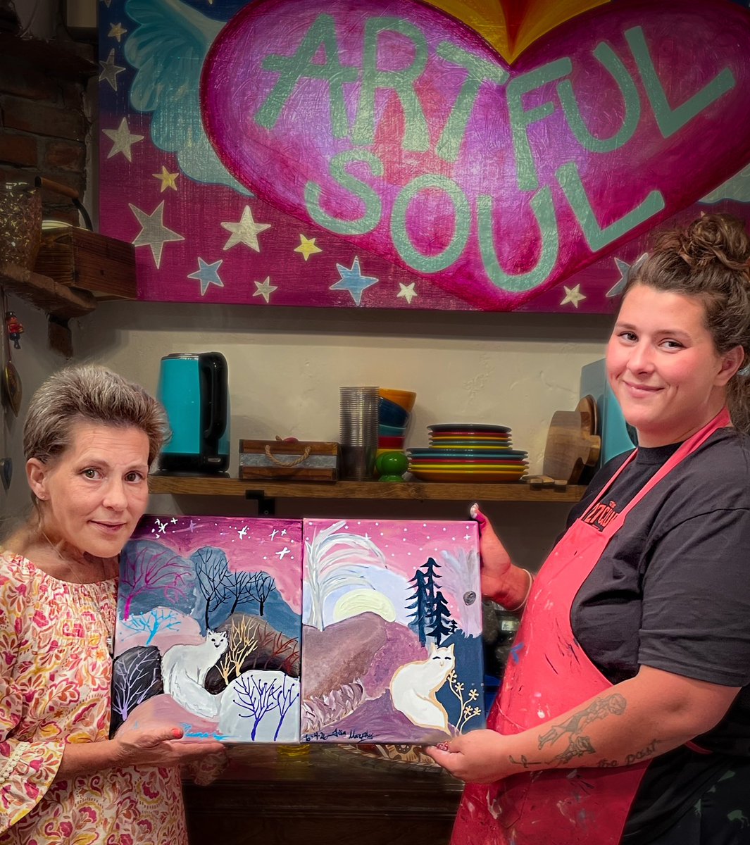 lauratarnoff's tweet photo. A wonderful evening with a mother and daughter visiting Santa Fe. They came to Artful Soul to try something new, spent the evening painting, laughing, and creating together, and left with beautiful memories and paintings to take home. ❤️🎨

https://t.co/L7Guet14vg https://t.co/xdjbvrPSII
