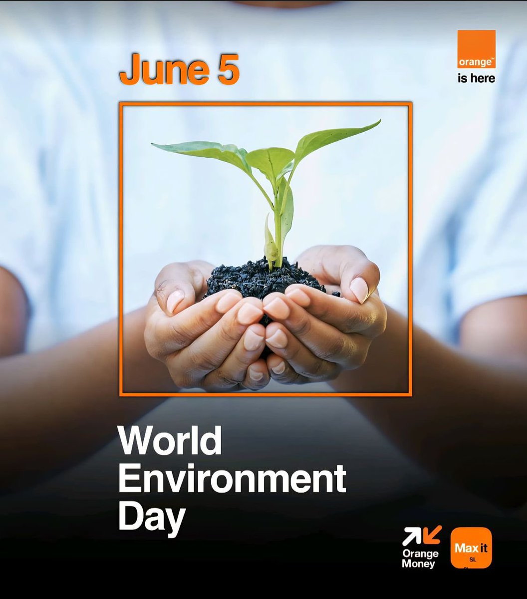 IshakaKargbo's tweet photo. World Environment Day 🌎
A healthy environment means a brighter future. 🌱
Orange cares.
#orangesl #OrangeMoney #Maxit #WorldEnvironmentDay #GoGreen https://t.co/D4r0BpEZ94