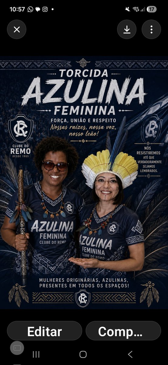 daisycosta's tweet photo. Como Cunhã Poranga, e artista originária, saúdo cada mulher que faz parte da Torcida Azulina Feminina.
Que a força, a união e a paixão que vocês levam para as arquibancadas sejam também inspiração para outras mulheres ocuparem seus espaços com coragem e respeito. https://t.co/bXzDR445iG