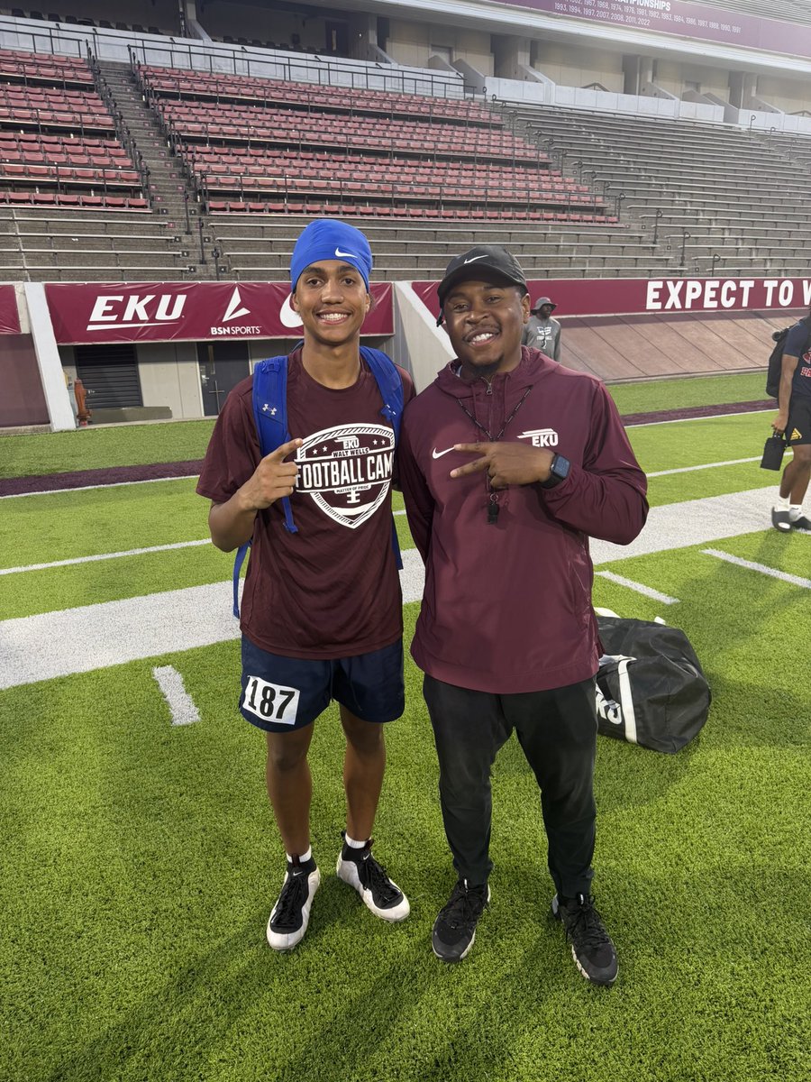 SmithBrandon_1's tweet photo. Great experience competing at the @EKUFootball Prospect Camp this week. Always grateful for opportunities to learn, compete, and continue developing my game.

Thank you @Cox83Caleb and @Coach_IMcClain for your time and instruction.

#AGTG
@CovCathFootball @CovCathFBAlumni https://t.co/zr4VXvz9Uq