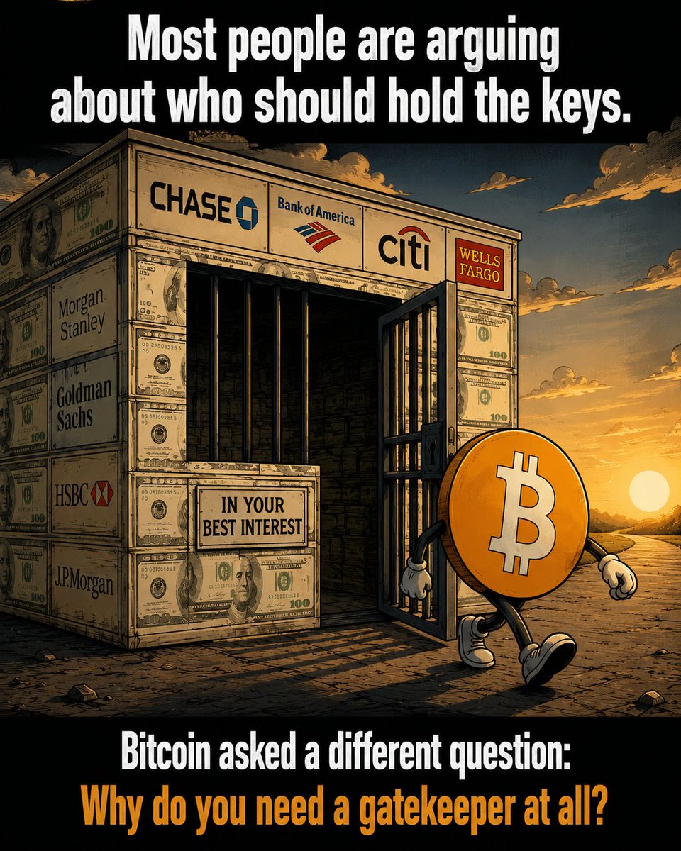 FiboSwanny's tweet photo. Bitcoin isn't a better investment product. It's an escape hatch. 

I don't care about permission from governments, approval from banks, or validation from Wall Street. 

I care about property rights, voluntary exchange, and a monetary protocol no politician can print, censor, confiscate, or corrupt. 

Bitcoin isn't here to fix the state. 
It's here to give you a way around it.

I am sure I am a mix of the four in this article.

If allowed a blend, my guess would be roughly:

55% Fundamentalist
30% Maximalist
15% Technologist
0% Capitalist (in the sense of celebrating Wall Street, ETFs, custodians, banks, or financial engineering).

How about yourself, where do you fall?