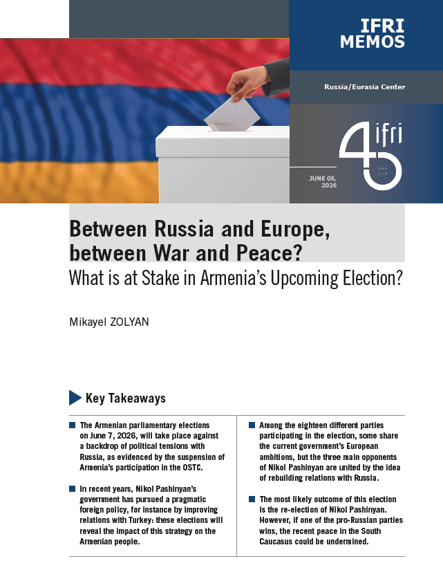 IFRI_'s tweet photo. 🇦🇲Entre la Russie et l'Europe, entre la guerre et la paix : quels sont les enjeux des élections de ce dimanche 7 juin en Arménie ?

🔎Lire le Briefing de Mikayel ZOLYAN:
https://t.co/ybSOVL67FV https://t.co/Khzi6z6D87