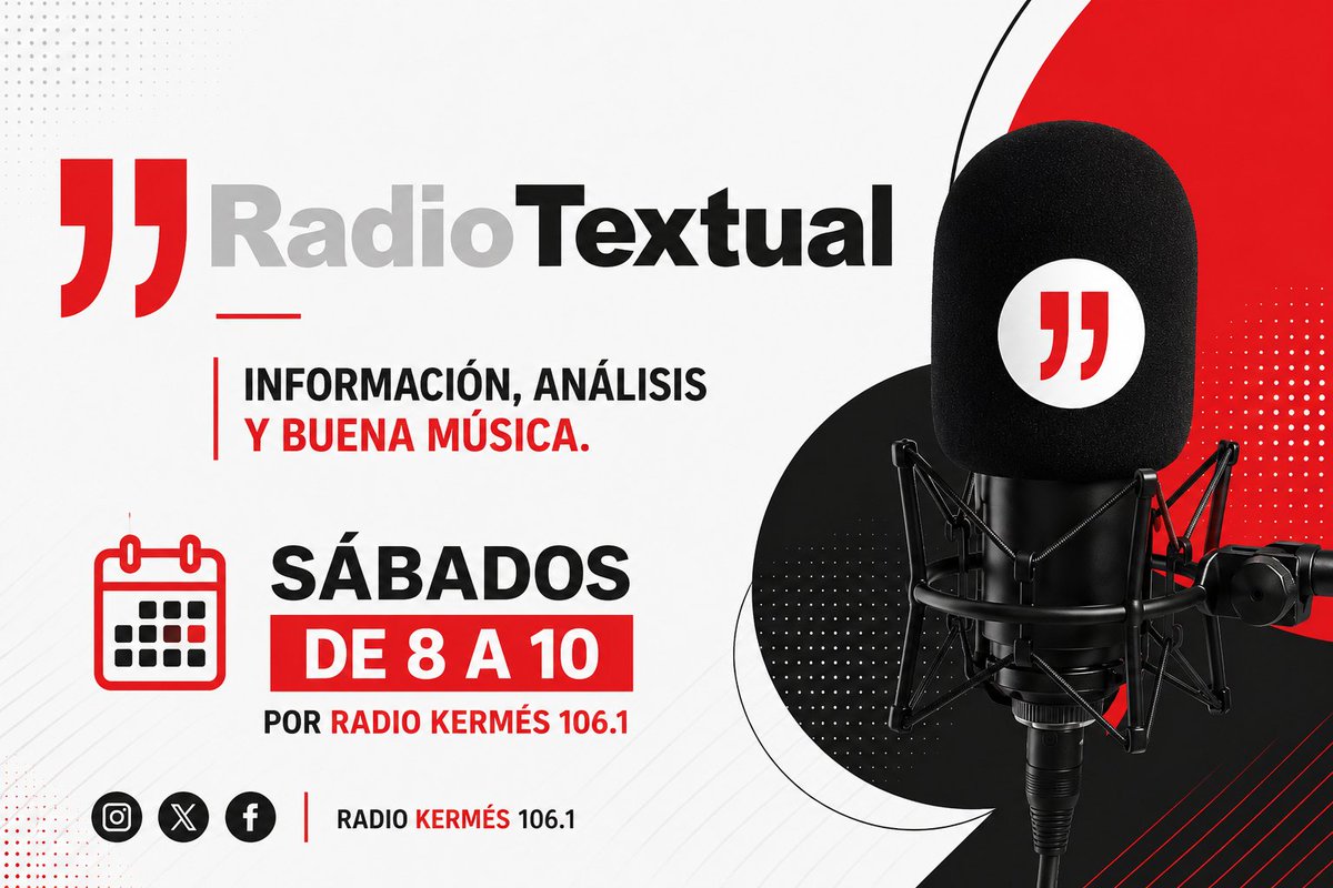 LuisLardone's tweet photo. 🎙Este sábado hay más Radio Textual por @radiokermes Desde las 8 escuchá el magazine semanal de Diario Textual con los temas que marcaron la semana. Conducen Luks Lardone y Luis Talone, con la operación técnica de @MonteiroMauroo https://t.co/9polH8kSCx