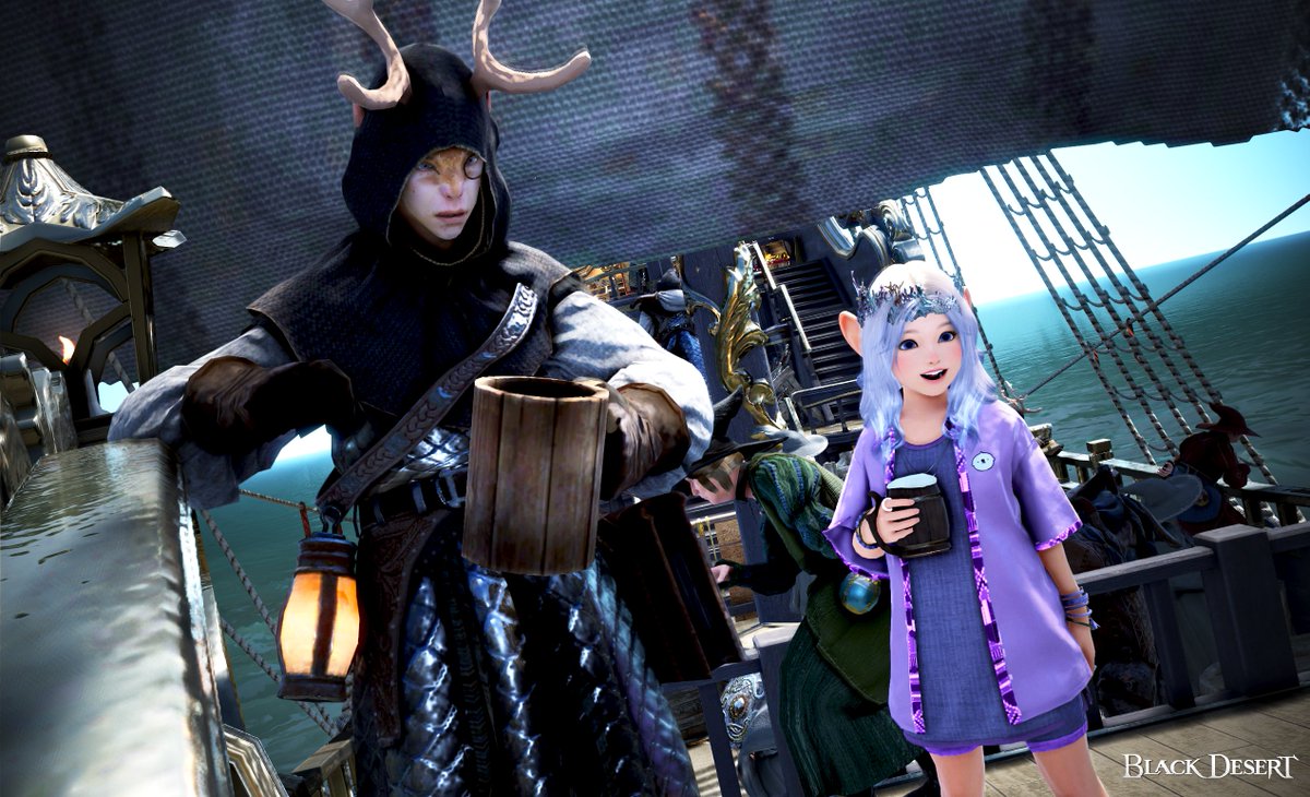 DASSAI10's tweet photo. 今日は海に行ってきました！

SSはカラス商談のお船で休憩したところ🍻
それじゃ、また明日ね～🥰
＃黒い砂漠PC　＃今日のだっさん🌊🐦‍⬛ https://t.co/MflwOMBo4K