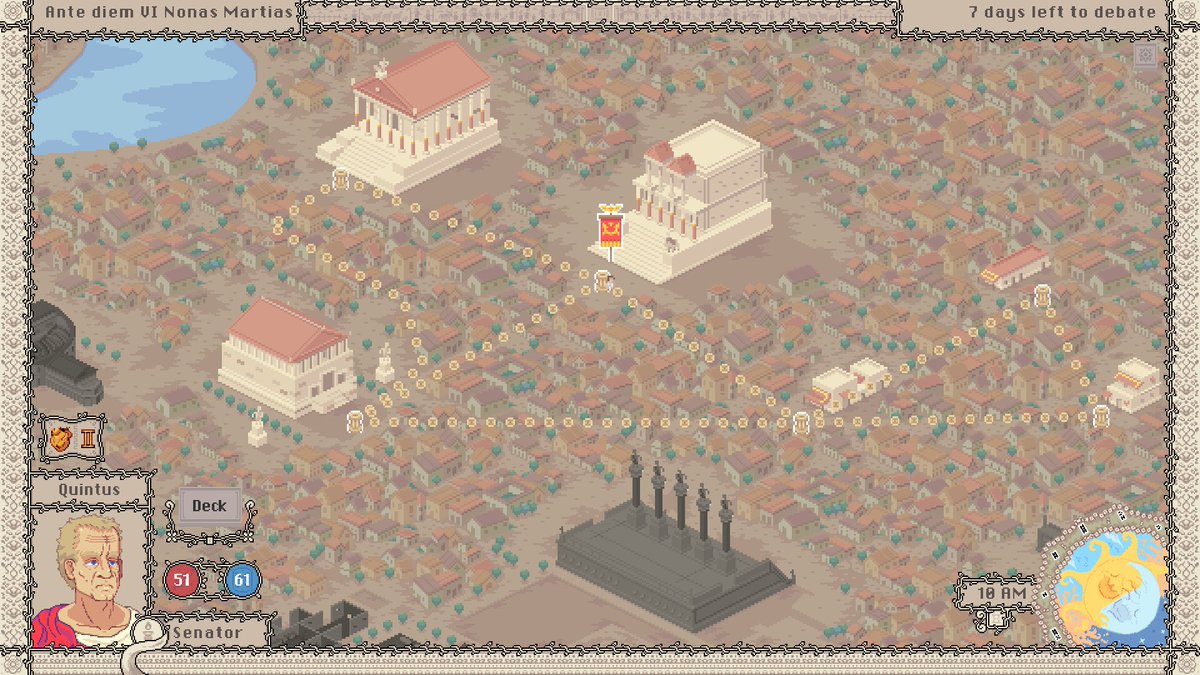 slashwareint's tweet photo. There's a Demo available now for our latest game: Senatus! Make your way to the top of the Roman senate by outsmarting your adversaries in grid-based card debates. Play Now and wishlist the full game! https://t.co/xIiBKkz87x https://t.co/f4RKug5F9H