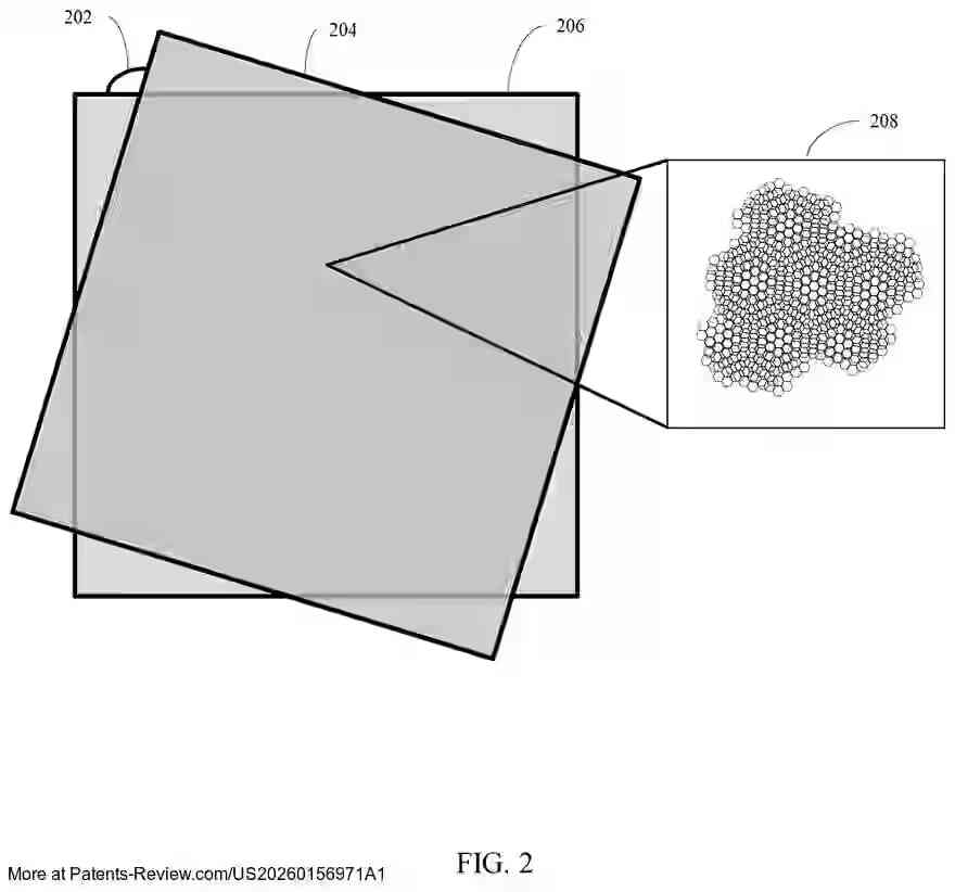 PatentPulse's tweet photo. New #PatentApplication #US20260156971A1 reveals a two-dimensional quantum light emitter by the #USNavy.  
Key features include a 2D semiconductor substrate with monolayers offset by a twist angle, creating an active Moire periodic potential region.  
Positive & negative electrodes enable in-situ tuning of the energy bandstructure via the Stark effect.  
#QuantumTech #Semiconductors #Photonics