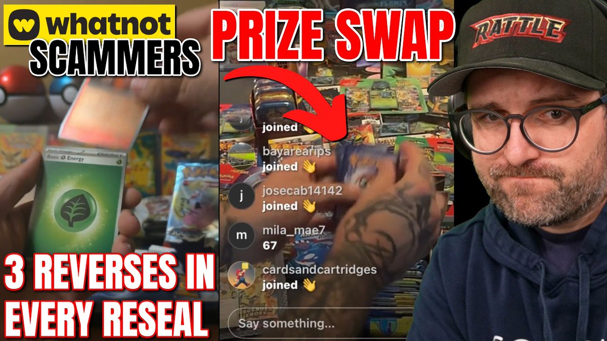 RattlePokemon's tweet photo. New Video! None of These Pokemon Card Whatnot SCAMMERS Are Banned
https://t.co/Zi93ZusAj3 https://t.co/b3m8c33Cv3