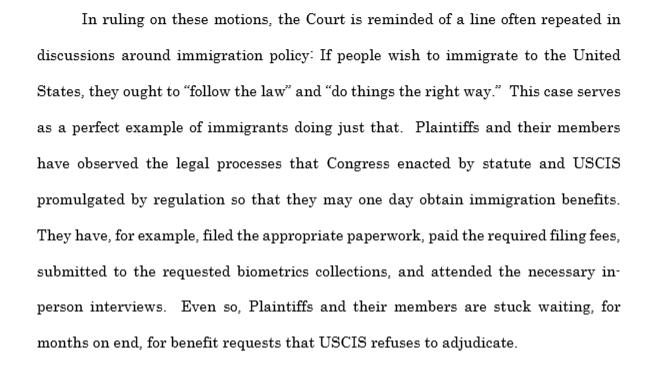 AttyStevenBrown's tweet photo. The opening paragraphs of this case highlight the attack on legal immigration by the current administration. People who continue to "do things the right way" and "follow the law" are hampered in their journey by individuals like @USCISJoe and others in the administration. https://t.co/TYV7SVnbPN