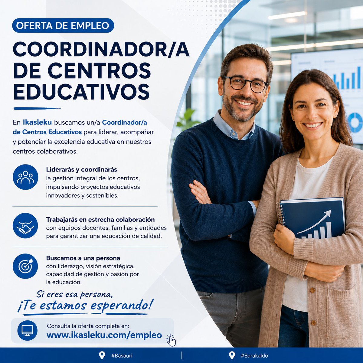 IkaslekuBasauri's tweet photo. 🚀 Buscamos Coordinador/a de Centros Educativos en Ikasleku #Basauri
Si tienes liderazgo, visión estratégica y pasión por la educación, ¡te estamos esperando!
📍 Basauri / Barakaldo
👉 https://t.co/TnVmXpnifM

#Empleo #Educación #Liderazgo https://t.co/6A0Vxek1g1