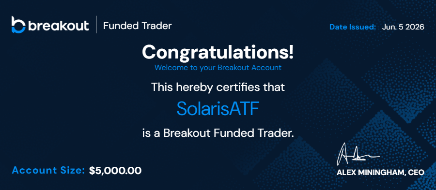 SolarisATF's tweet photo. Challenge propfirm validé sur @breakoutprop
Je tourne surtout en fonds propres à la base mais leurs offres m'ont donné envie de tester avec un petit compte histoire de voir ce que ça donne

Plutôt sceptique sur les propfirms au départ et finalement rien à redire (support au top au passage)

Merci à eux