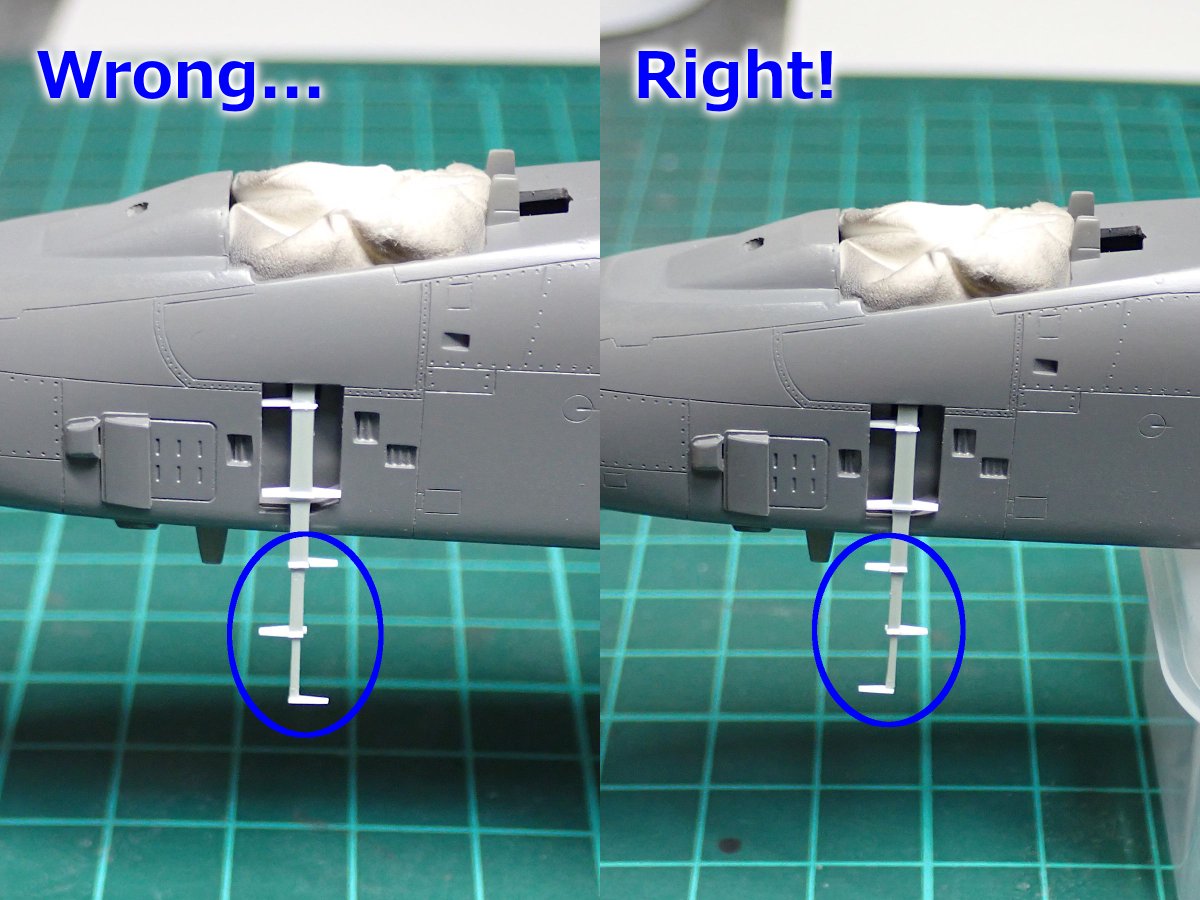 gorimodeler's tweet photo. 前脚の着陸灯がかなり小さいので、プラ棒を削って作り直し。
乗降用ラダーは太過ぎるので削って細くした、のですが...。
ステップ下3つの方向をうっかり間違えて付けてしまい、しぶしぶ付け直し😰
#軍団26カミナリ祭
#A10A
#72lab https://t.co/Tdfig4NXwi