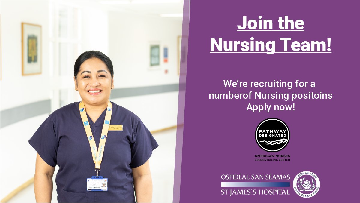stjamesdublin's tweet photo. 📢Calling all #Nurses your next move starts here👇

Join our team where your skills, passion &amp; ambition truly matter🚀

We’re hiring
🌟Clinical Nurse Managers (I &amp; II)
🌟Candidate Advanced Nurse Practitioners

Your future starts here👉https://t.co/8PRLtvG72T

#ApplyToday #TeamSJH https://t.co/OTnU8wqZmw