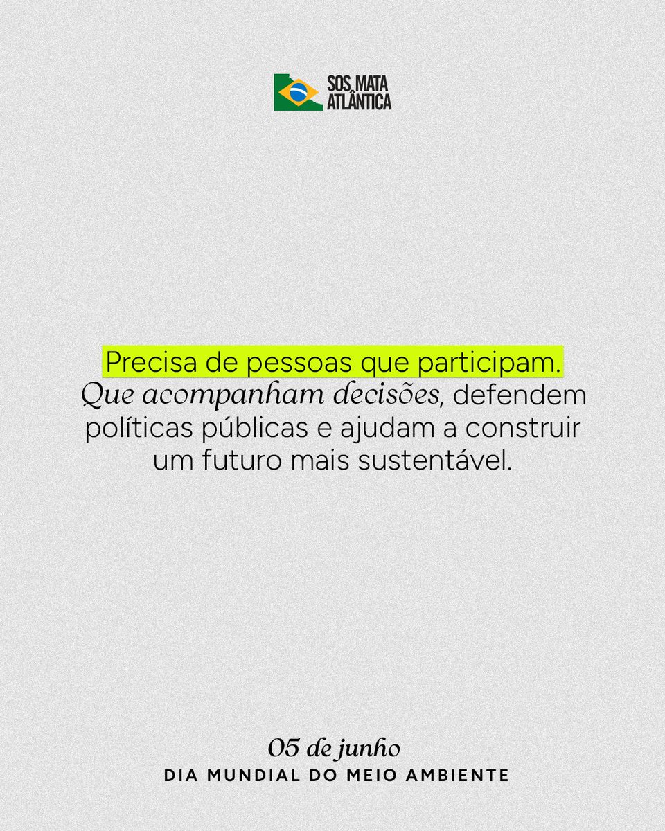 sosma's tweet photo. Neste Dia Mundial do Meio Ambiente, celebramos quem transforma preocupação em atitude e mostra que cuidar da natureza é uma responsabilidade compartilhada. A Mata Atlântica permanece de pé graças ao trabalho, ao engajamento e à mobilização de milhares de pessoas. https://t.co/w2INCLhoOG