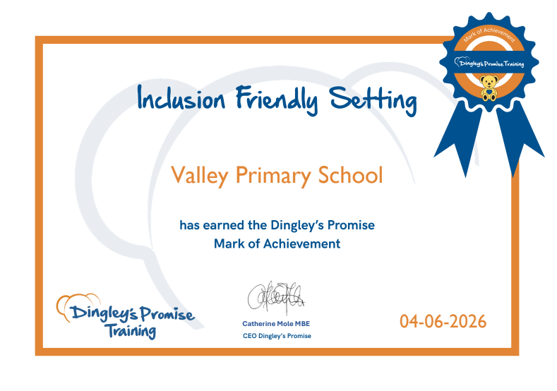 ElliotSchools's tweet photo. Congratulations to Valley Primary School who have successfully achieved the prestigious Dingley’s Promise 'Mark of Achievement' (Inclusion Award)!

The moderation team celebrated Valley as a "beacon for inclusion."

#InclusionMatters #DingleysPromise #SchoolTrust https://t.co/14ApXULP88