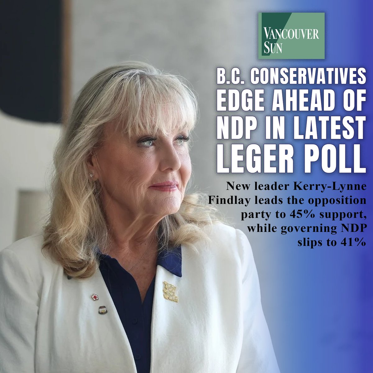 KerryLynneFindl's tweet photo. The latest polling shows we are leading because British Columbians have had enough of the radical direction this NDP government has taken.

We are moving forward with purpose. We are leading, and we will win. Together we will defeat the NDP’s failed approach and deliver the real results our families and communities deserve.

I am grateful for your support and ready to keep earning it as we build a stronger, more prosperous British Columbia.